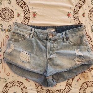 Roxy Blue Distressed Jean Shorts Size 26"